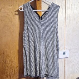 Blush Black and White Striped Tank Top